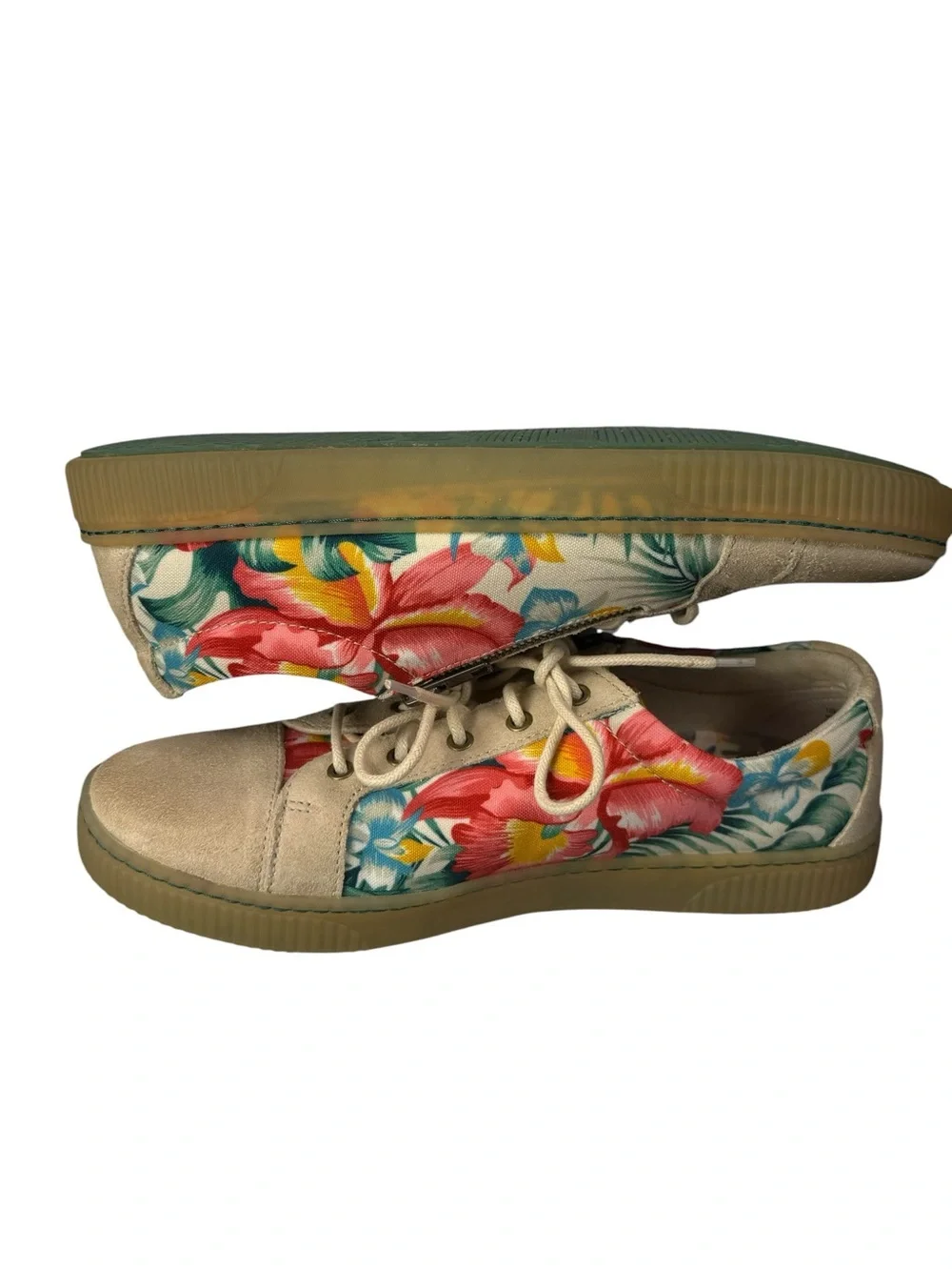 Born Tamara Multi Floral Tropical Canvas  Suede Lace Up Sneaker Size 10